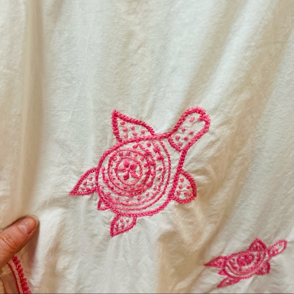 Gretchen Scott Designs Coverup Pink White Turtles Girls 8-10 - Picture 5 of 6